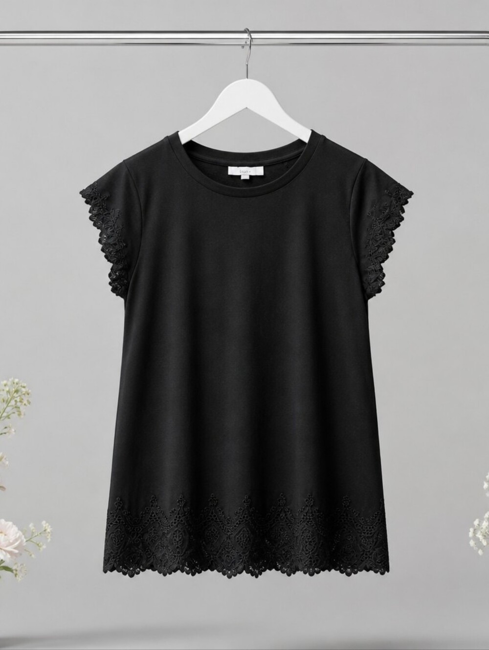 LOFT Black Lace Trim Top